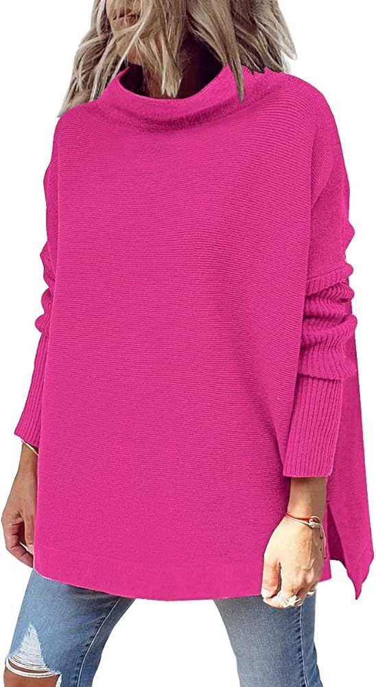 EFAN Women's Lightweight Turtleneck Long Sleeve Loose Sweater Casual Knit Pullover Sweaters for W... | Amazon (US)