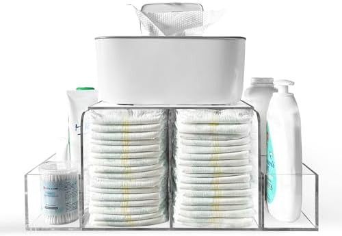Acrylic Diaper Organizer, Changing Diaper Table Organizer, Removable Side Bins Baby Diaper Caddy ... | Amazon (US)