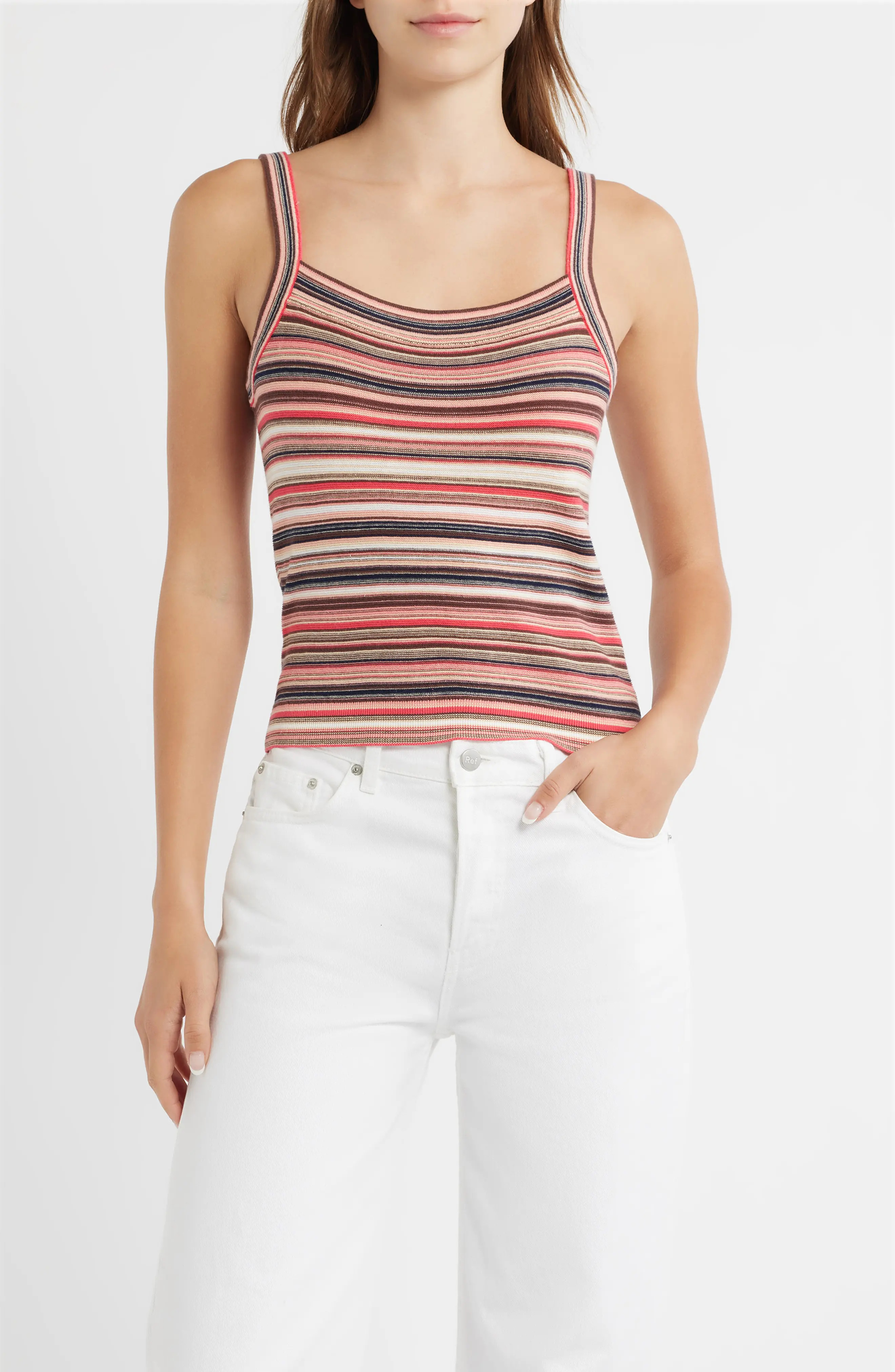 Pistola Frannie Stripe Tank in Coral Rose Multi Stripe at Nordstrom, Size Small | Nordstrom