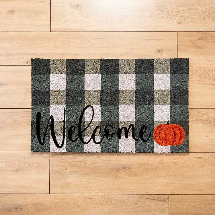 Buffalo Check Welcome Pumpkin Doormat | Kirkland's Home