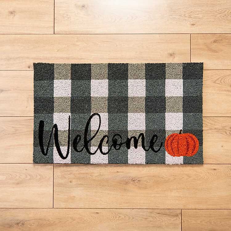 Buffalo Check Welcome Pumpkin Doormat | Kirkland's Home