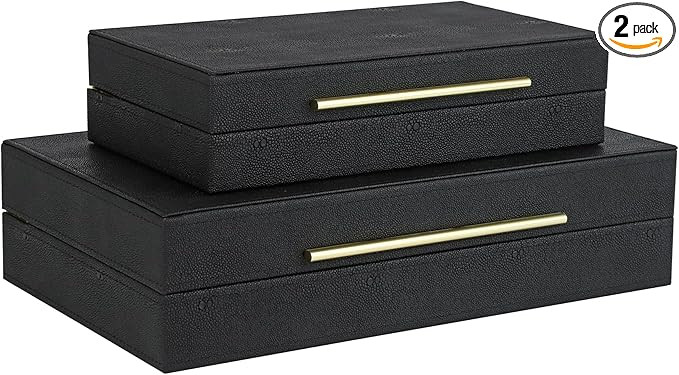 HofferRuffer Faux Leather Decorative Boxes Set of 2, Large Nesting Keepsake Box Accessory Organiz... | Amazon (US)