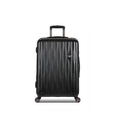 SWISSGEAR Energie Hardside Medium Checked Spinner Suitcase - Black: Aluminum Handle, Tear-Resistant, Polycarbonate Shell | Target