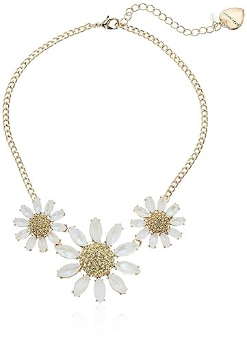 Betsey Johnson (GBG) Women's Pave Daisy Flower Frontal Necklace, Yellow, One Size | Amazon (US)