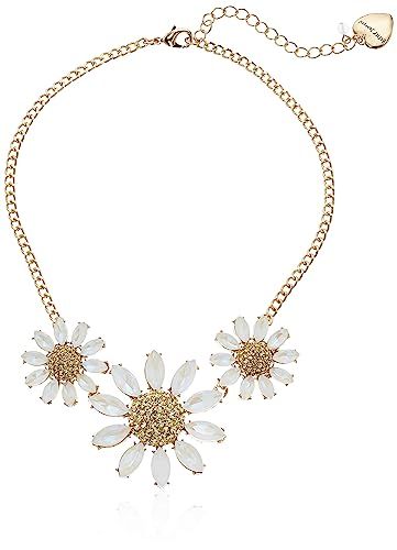 Betsey Johnson (GBG) Women's Pave Daisy Flower Frontal Necklace, Yellow, One Size | Amazon (US)