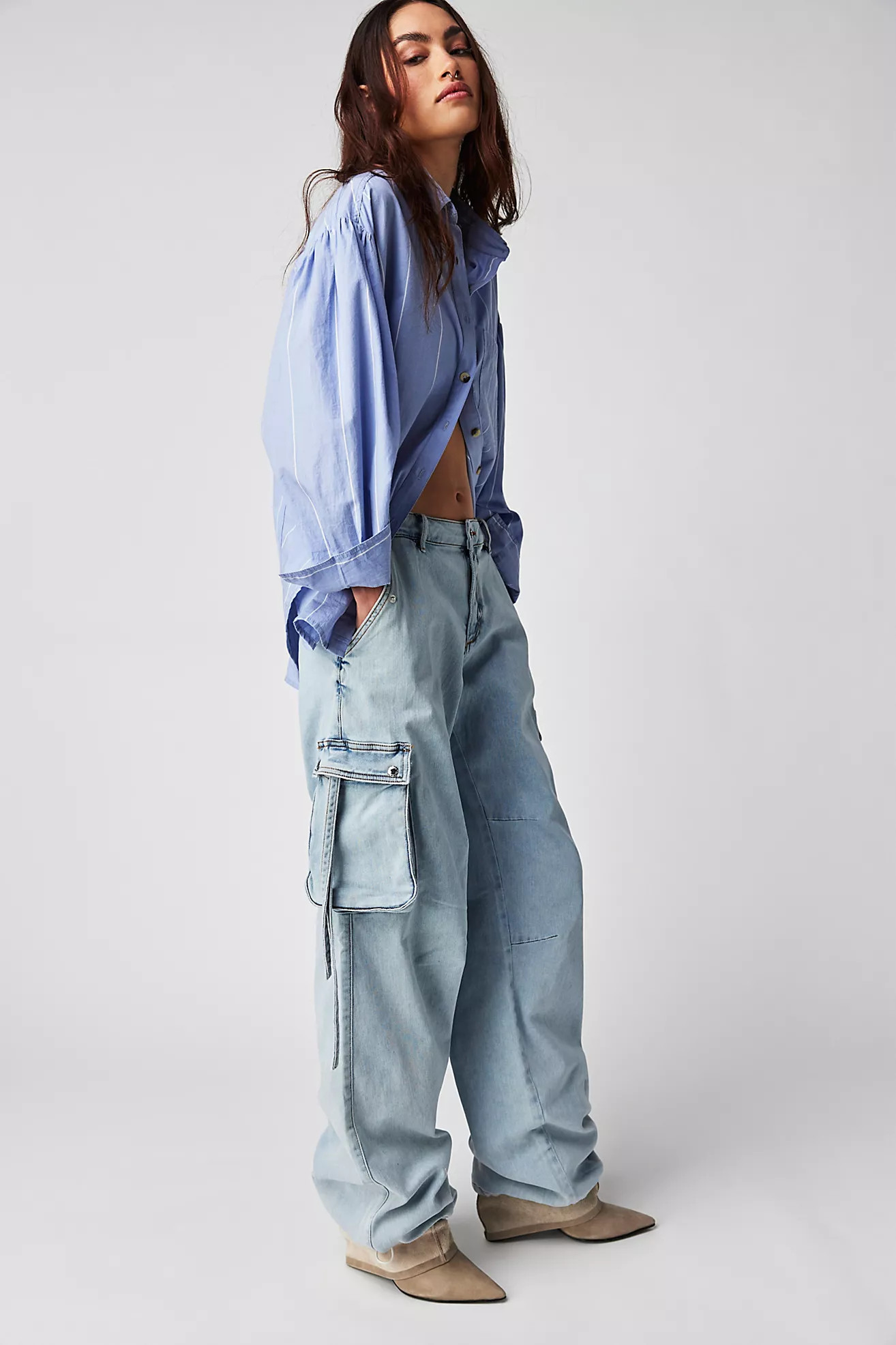 SER.O.YA Samire Low-Rise Cargo Jeans | Free People (Global - UK&FR Excluded)