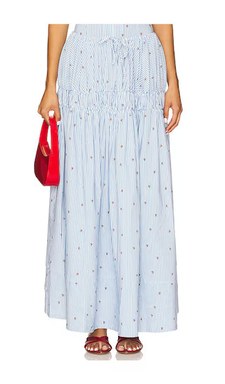 Tiered Midi Skirt in Sky Multi | Revolve Clothing (Global)