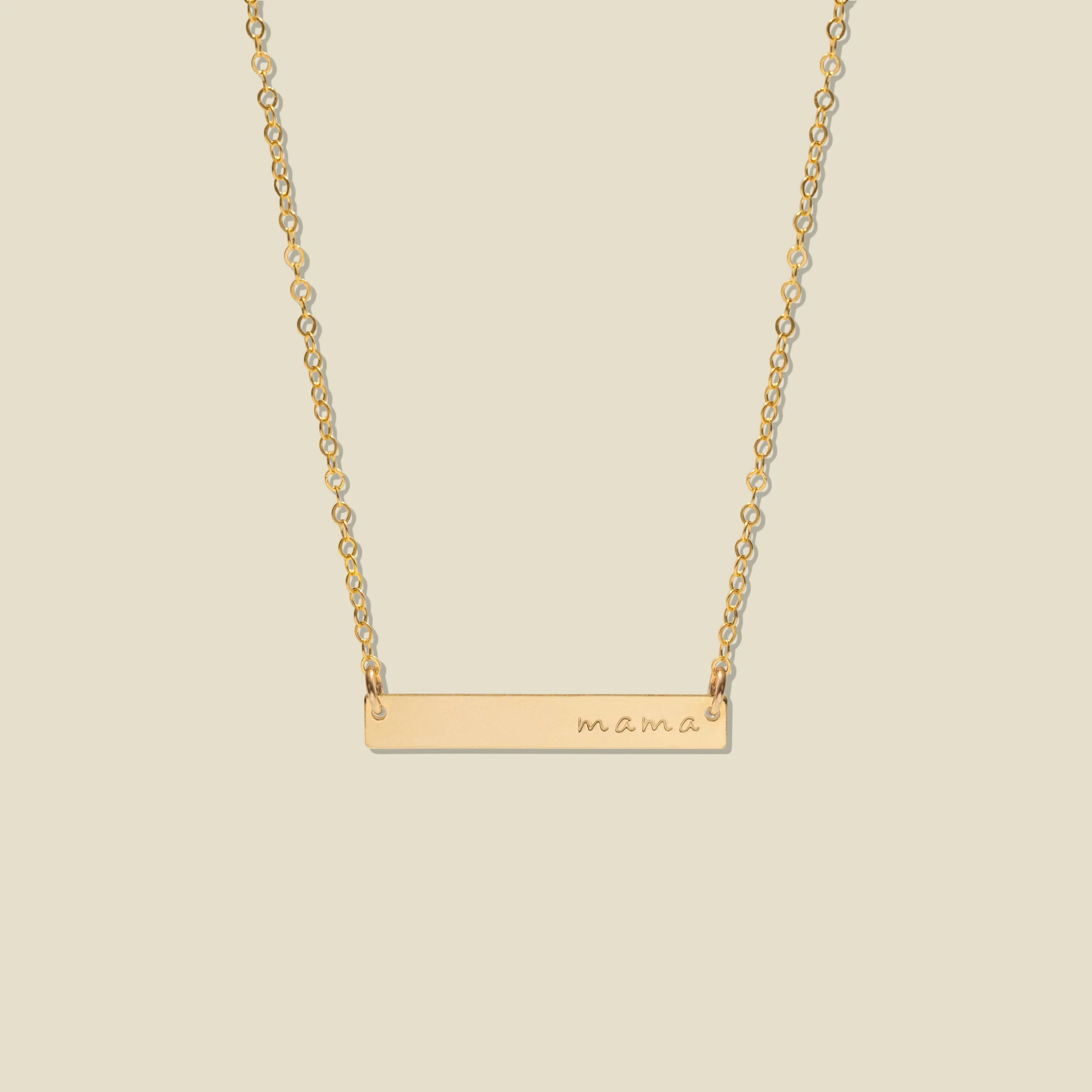 Made By Mary Mama Bar Necklace | Minimal, Simple, Hand Stamped | Made by Mary (US)