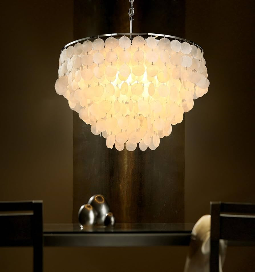 Modern Capiz Chandelier Lighting 5 Lights, Natural Shell Hanging Ceiling Light Fixtures Contempor... | Amazon (US)