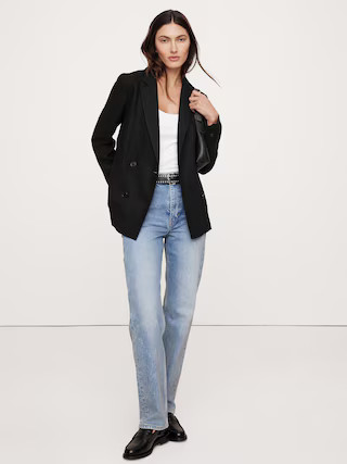 Relaxed Double-Breasted Linen Blazer | Banana Republic (US)