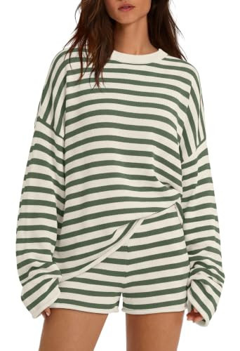 Yanekop Womens Striped Matching Lounge Sets Casual Oversized Sweater Sets | Amazon (US)