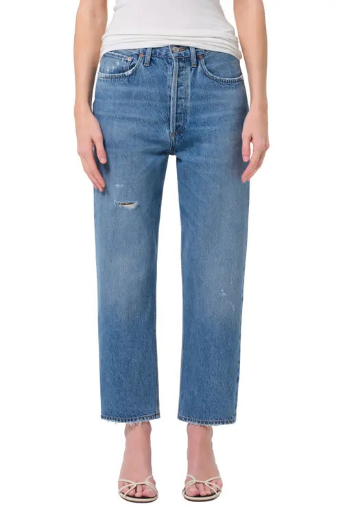 AGOLDE '90s Mid Rise Crop Relaxed Straight Leg Jeans in Shrine at Nordstrom, Size 26 | Nordstrom