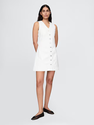 Denim V-Neck Mini Dress | Gap (US)