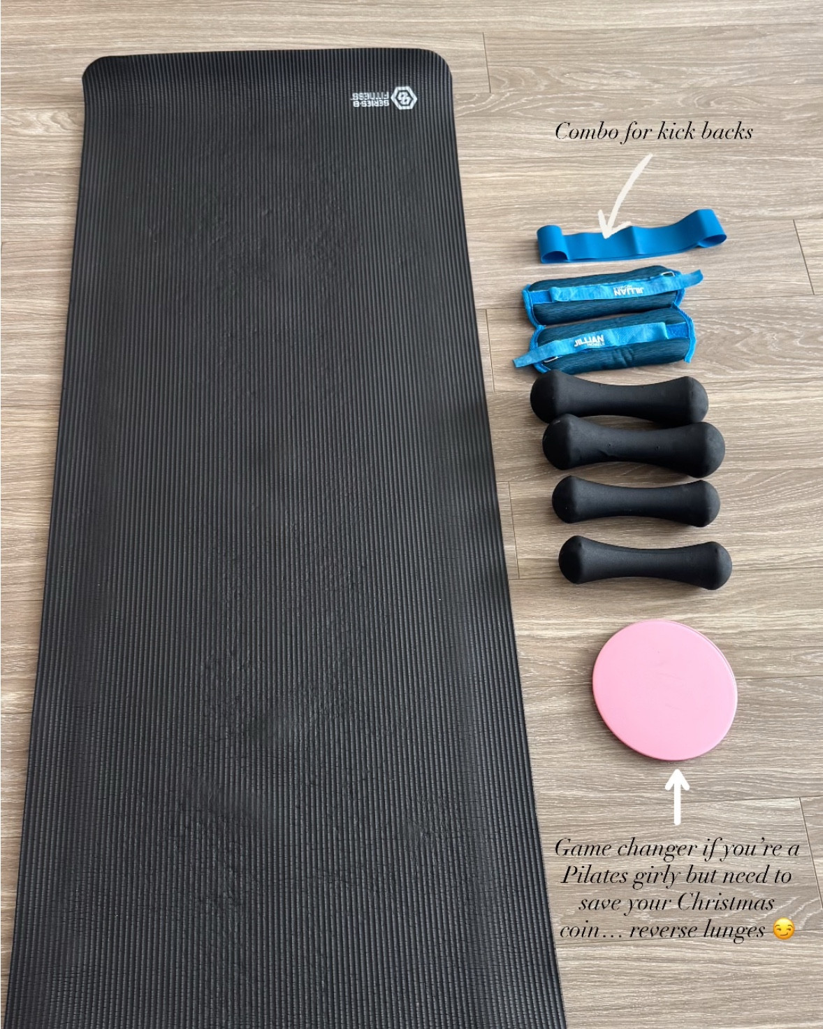 My workout set up for at home workouts. I like to use the pink sliders for reverse lunges and my ankle weights with workout band for standing kickbacks :) everything is from 5 below ! Working doesn’t have to be expensive you can even start with just body weight. I’d love the bala set tho 😆 🫶🏽

#LTKselfcare #LTKmomlife #LTKfitnessgoals