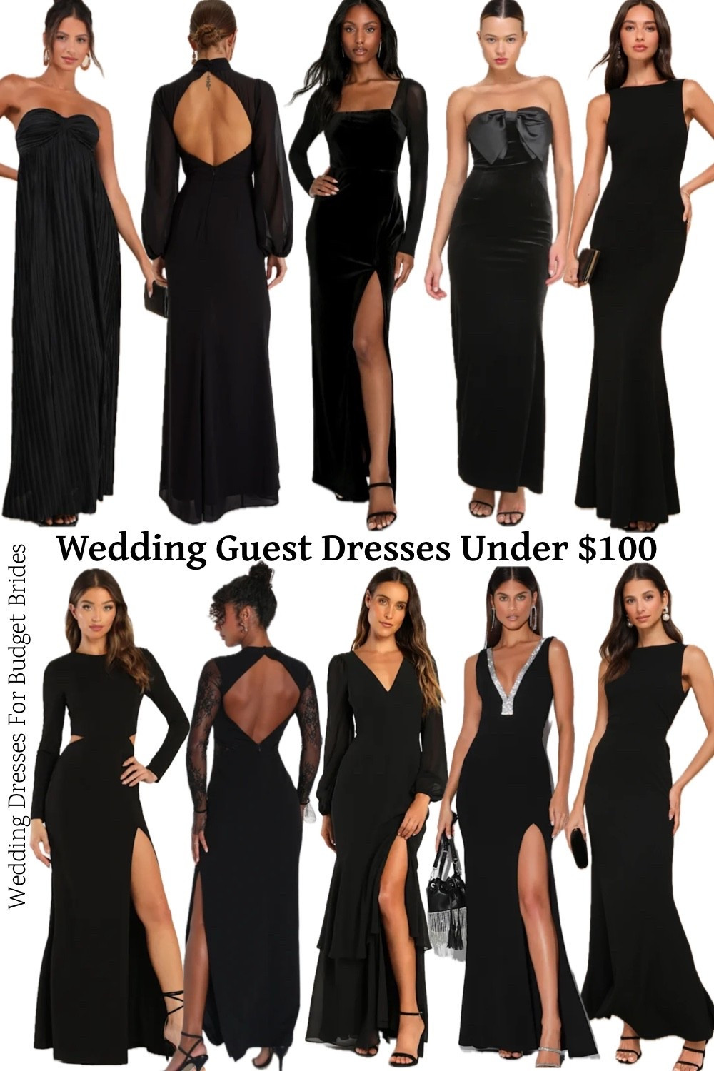 Black full length wedding guest dresses under $100 at Lulus for a winter wedding. 

#LTKFindsUnder100 #LTKWedding #LTKSeasonal