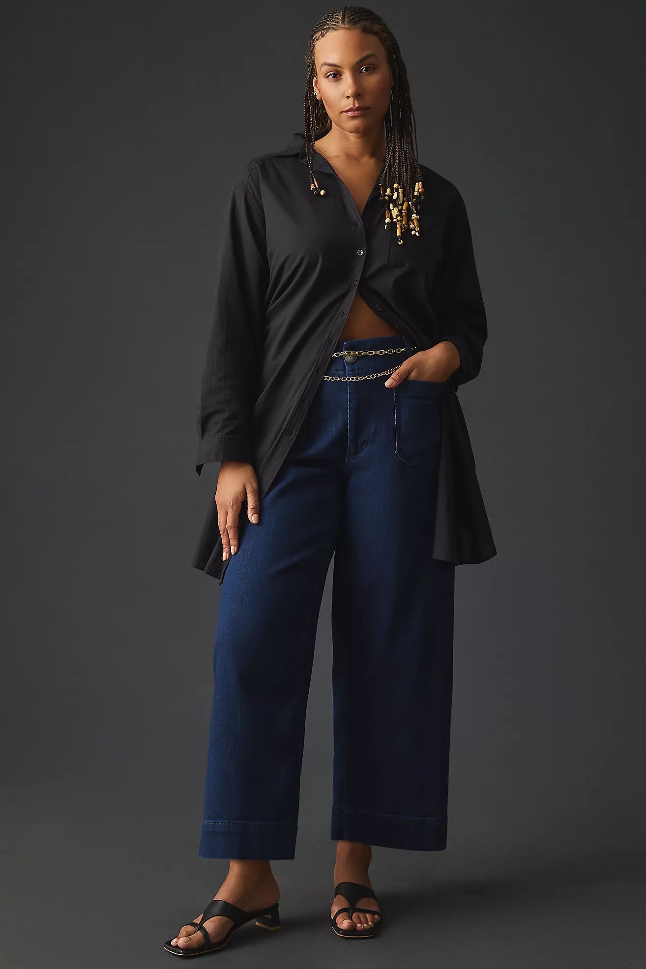 The Colette Denim Cropped Wide-Leg Jeans by Maeve | Anthropologie (US)