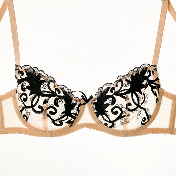 Flower Embroidery Lingerie Bra See Through Lingerie Top Lace | Etsy | Etsy (US)