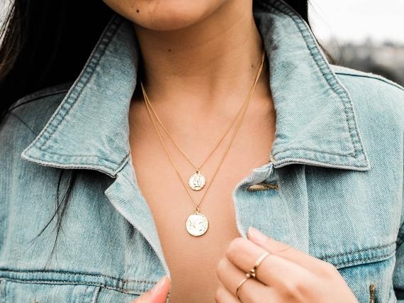 Gold Coin Necklace / Roman Coin Necklace Set / Gold Medallion | Etsy | Etsy (US)