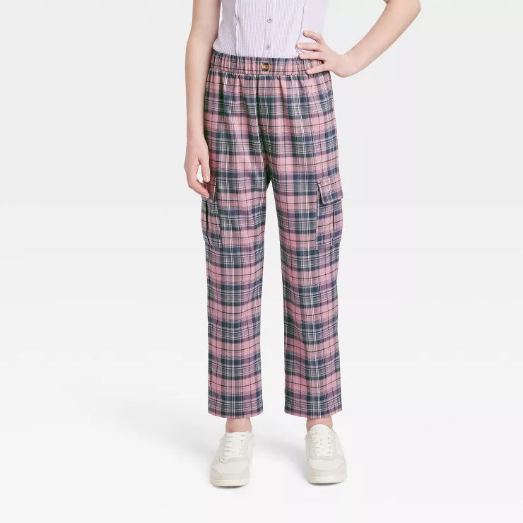 Girls' Plaid Cargo Pants - art class™ | Target