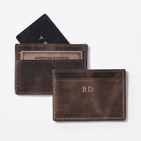 Graham Leather Slim Card Case, Rustic Brown | Mark and Graham