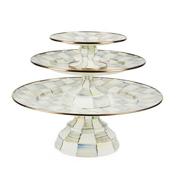 Sterling Check Pedestal Platters, Set of 3 | MacKenzie-Childs