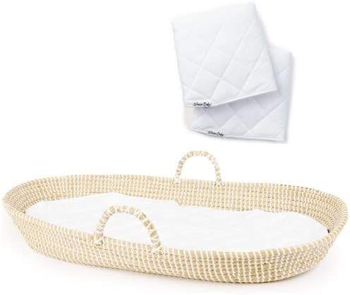 Baby Changing Basket Moses Basket Changing Table Topper 2 Cotton Washable Diaper Changing Pads Ch... | Amazon (US)