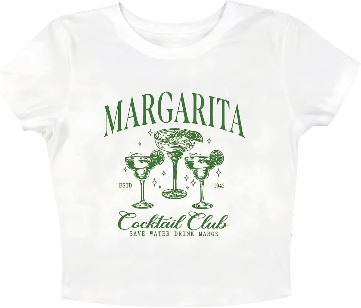 Margarita Cropped T-Shirt Save Water Drink Margs y2k Crop Top | Amazon (US)