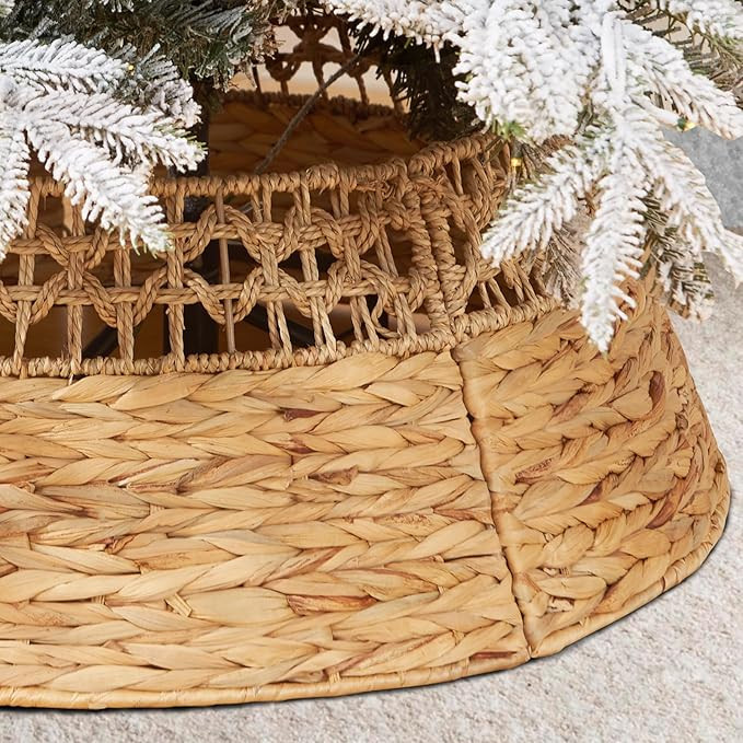 ELONG HOME Christmas Tree Collar for 7.5ft Tree, 28" Hyacinth and Sea Grass Christmas Tree Collar... | Amazon (US)