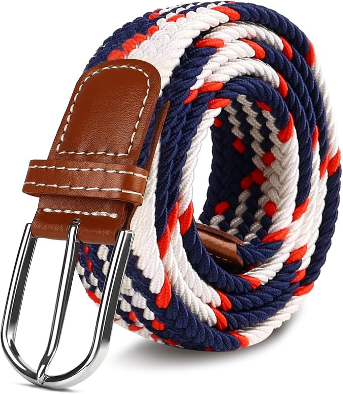 Multicolored Woven Stretch Belt for Men and Women, Braided Elastic Golf Belts Jeans Casual Pants ... | Amazon (US)