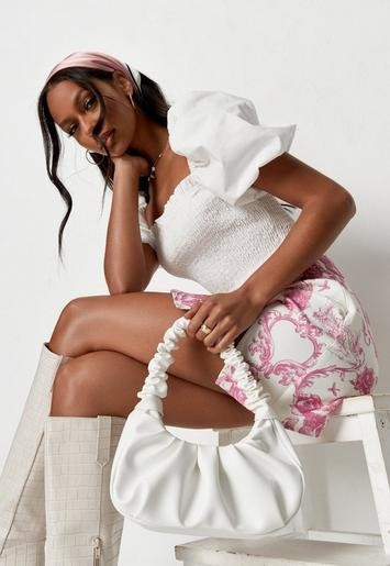 Missguided - White Ruched Handle Shoulder Bag | Missguided (US & CA)