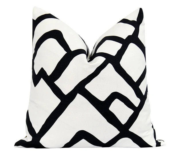 Zimba Ebony Black Abstract Throw Pillow | Land of Pillows