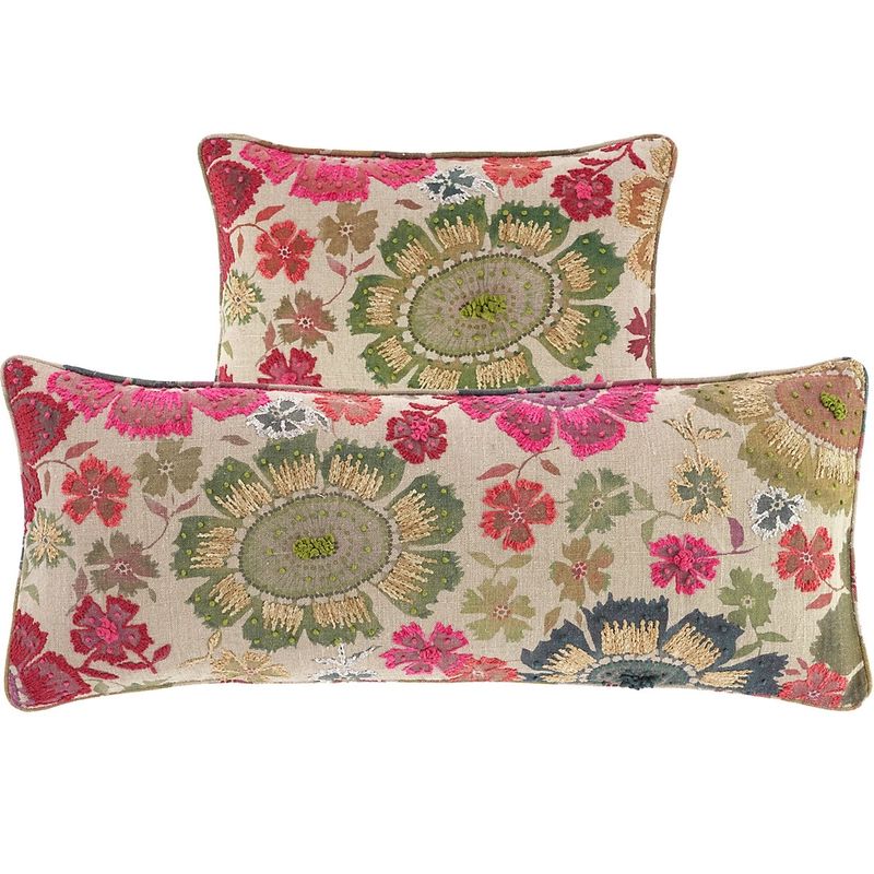 Peruvian Floral Embroidered Multi Decorative Pillow | Annie Selke