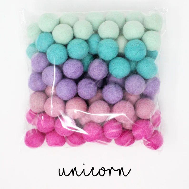Unicorn Palette Felt Balls | Wool Felt Pompoms Wholesale | DIY Felt Ball Garland | Girl Nursery D... | Etsy (US)