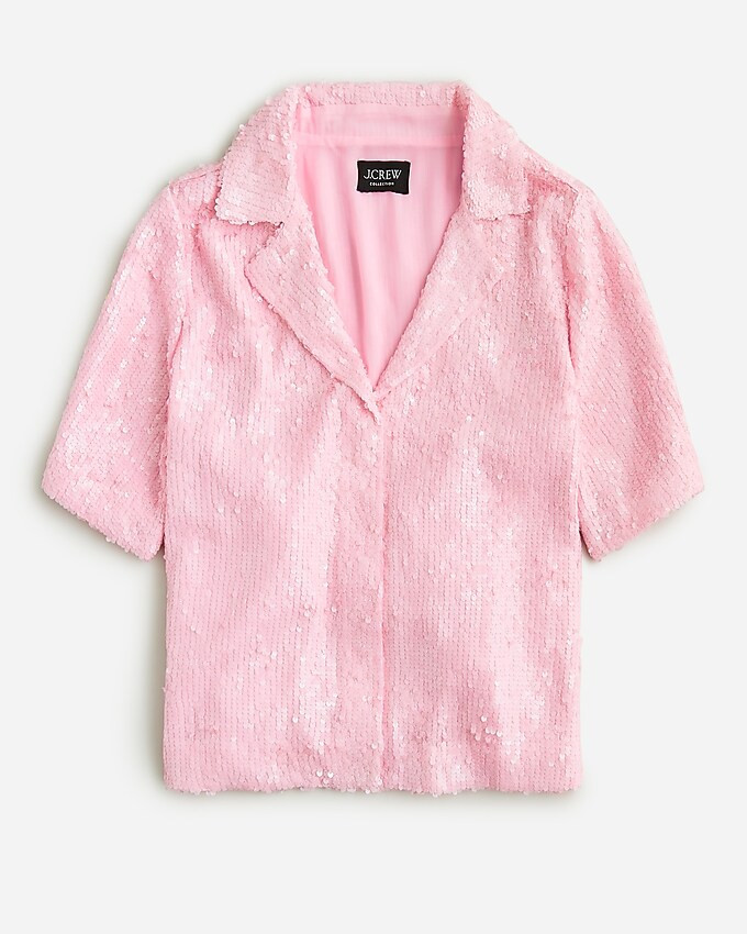 Collection elbow-sleeve V-neck shirt in sequin | J. Crew US