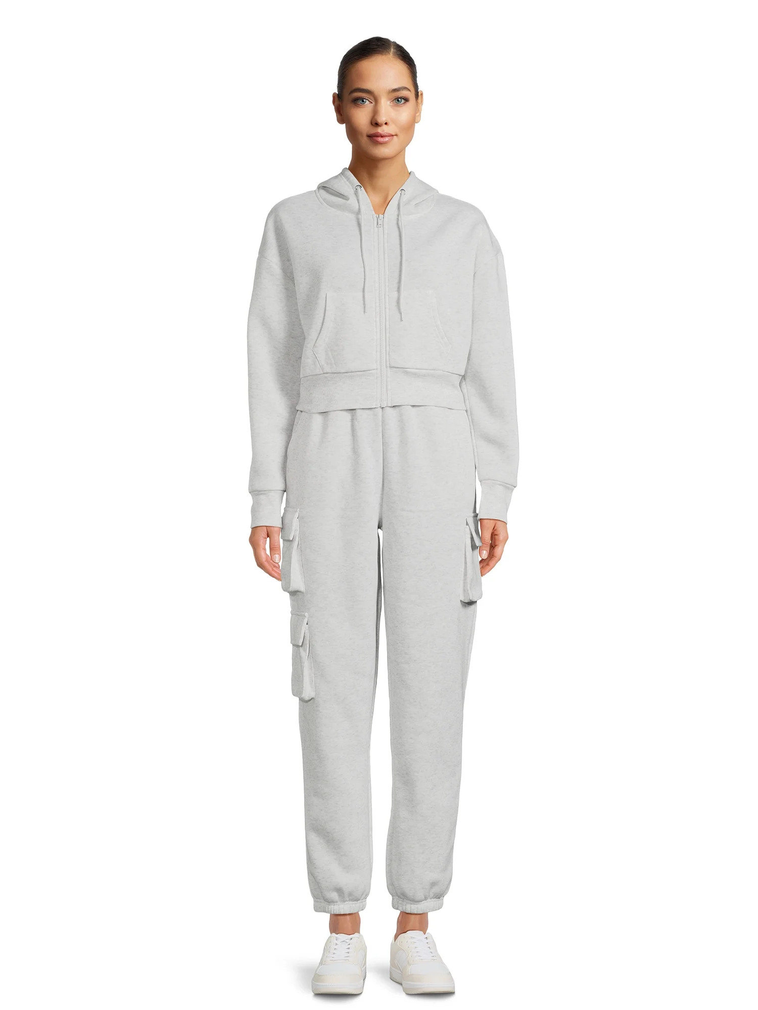 Liv & Lottie Juniors' Cropped Hoodie and Cargo Jogger Pants Set, 2-Piece | Walmart (US)