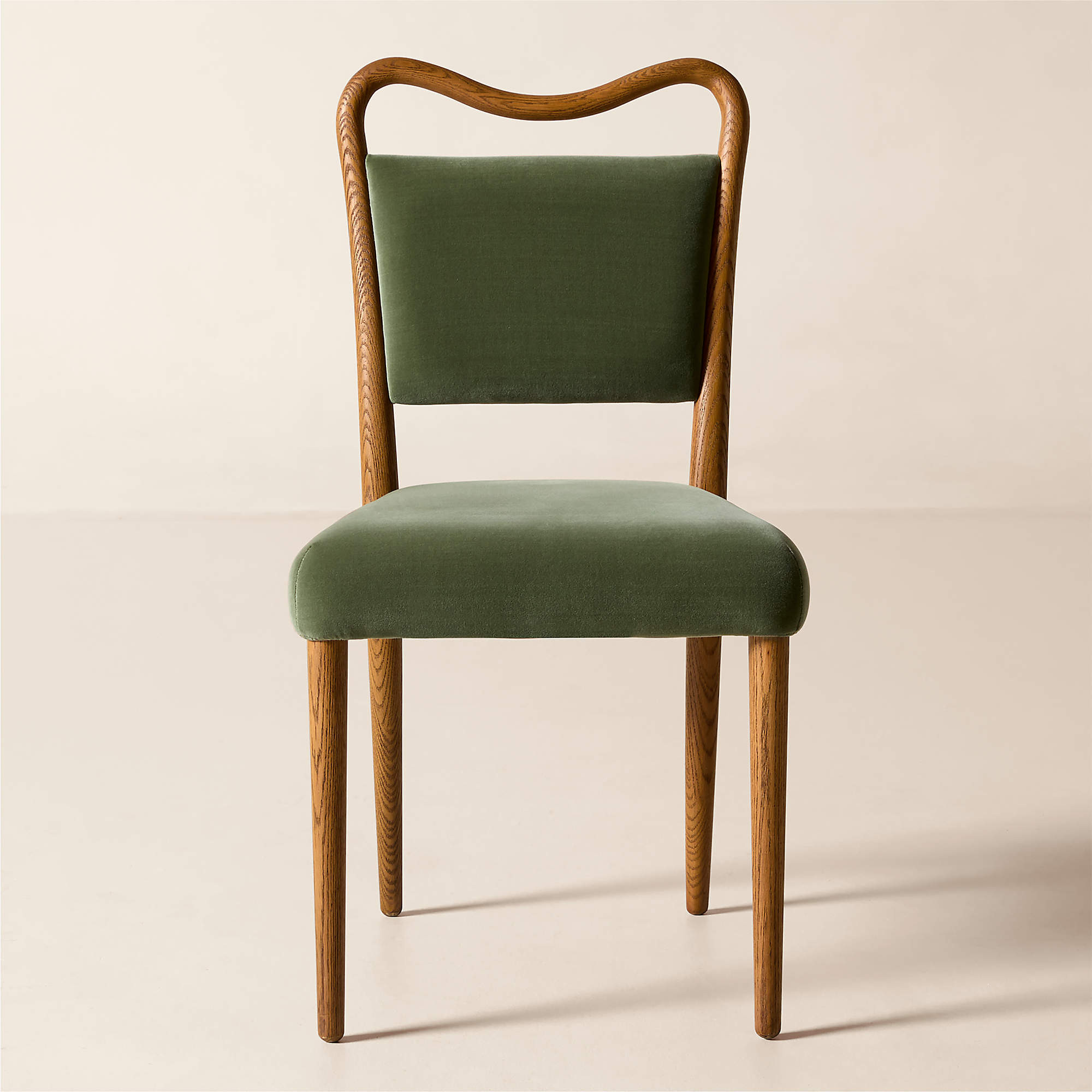 Monte Oak and Sage Green Velvet Dining Chair + Reviews | CB2 | CB2