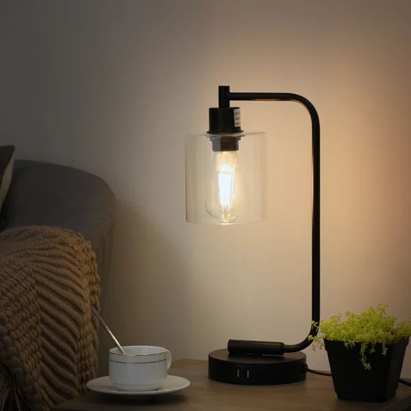 Cloutier 16.3" Black Desk Lamp with USB | Wayfair North America