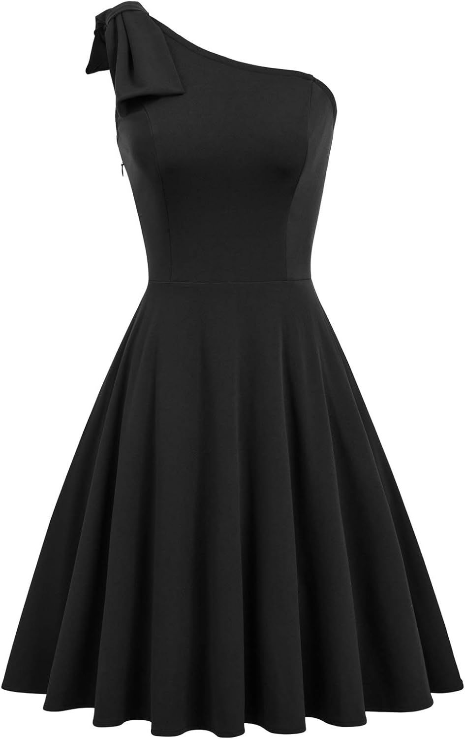 JASAMBAC Women's Bow One Shoulder Dress with Pockets A-line Cocktail Party Dress | Amazon (US)