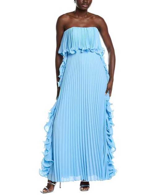 Badgley Mischka Octo Ruffle Pleated Gown | Shop Simon