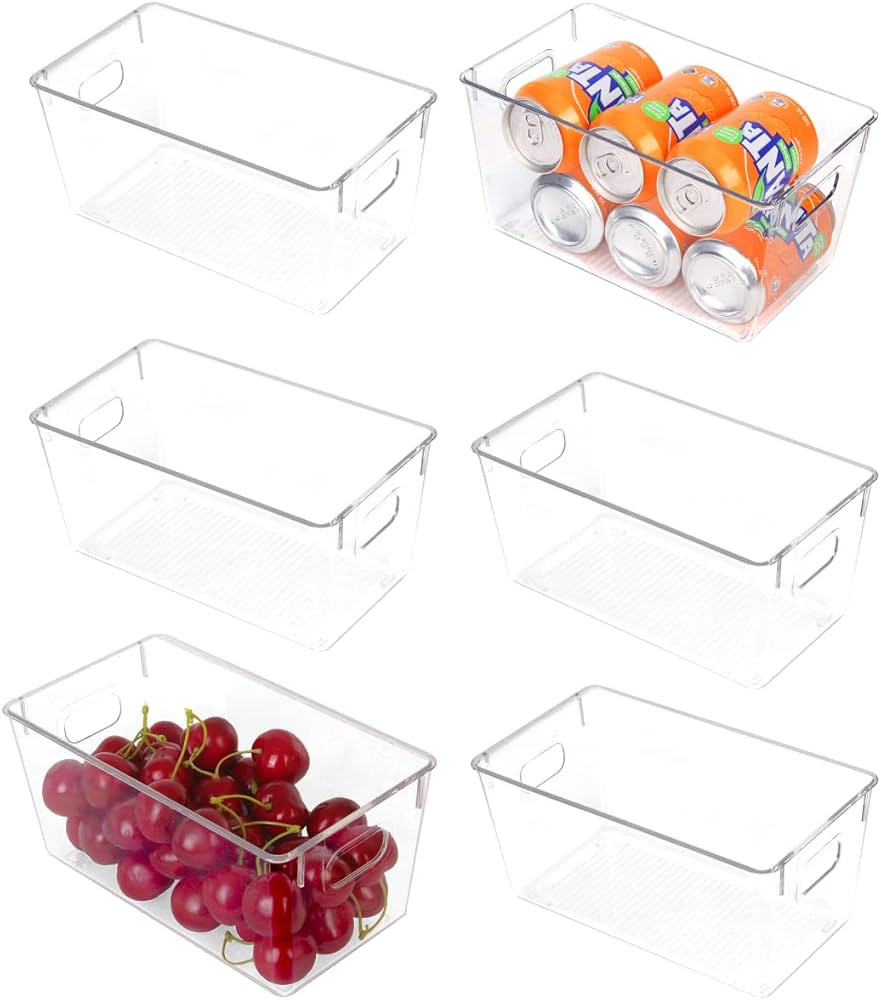 YH-MONICAQUE | Clear Plastic Organizer Bins 【6-Pack】– Shelf Storage Bins or Kitchen Organiz... | Amazon (US)