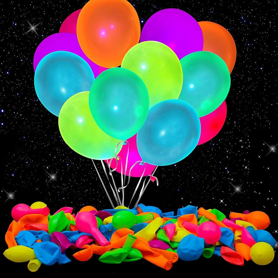 100 Pcs UV Neon Balloons, Neon Glow Party Balloons UV Black Light Balloons Glow in the Dark for B... | Amazon (US)