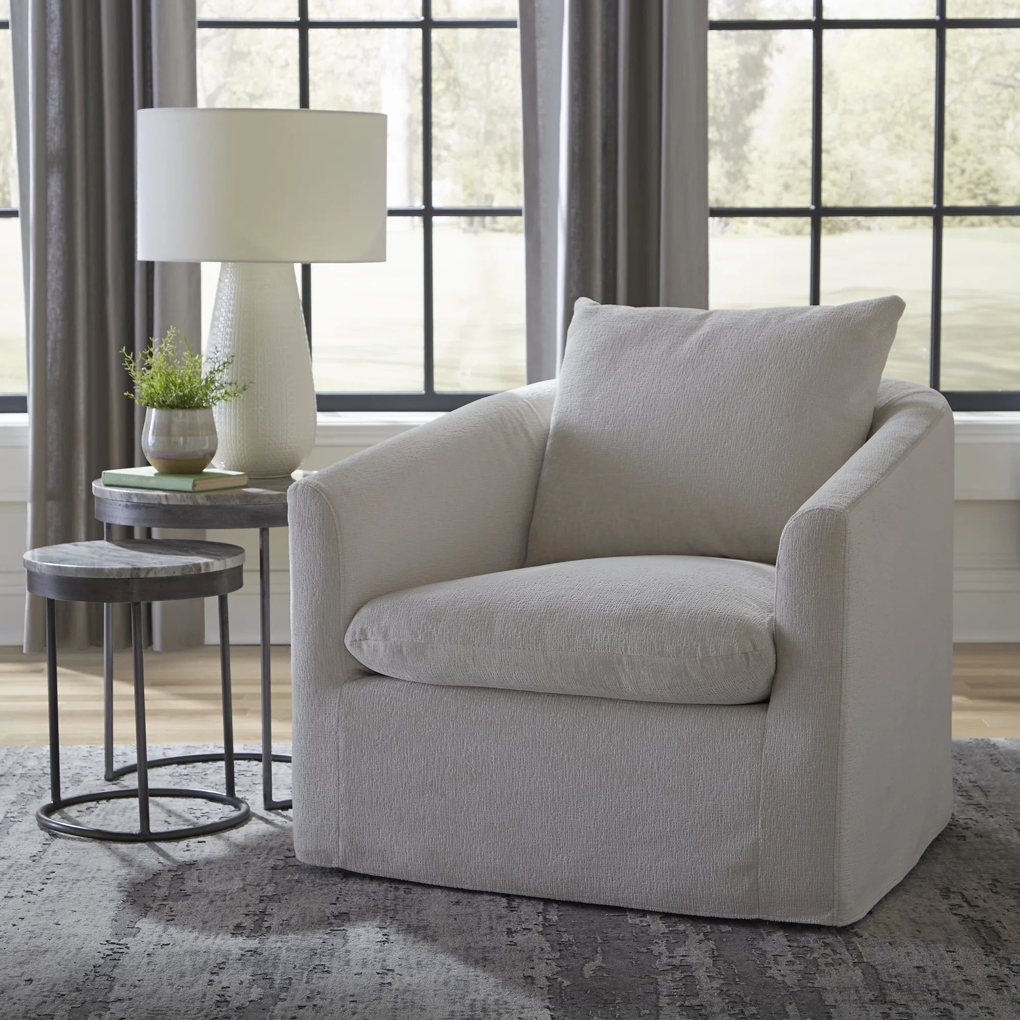 Hokku Designs Ameer Upholstered Swivel Armchair | Wayfair | Wayfair North America