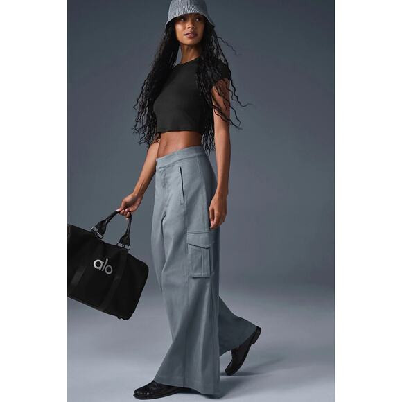 Alo Yoga Show Off Cargo Wide Leg Trouser Regular Length Steel Grey Gray NWOT XS | Poshmark