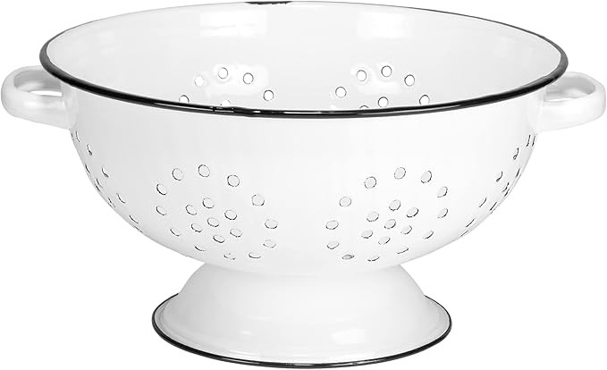 Red Co. Enamelware Metal Classic 10.5 Inch Round Food Strainer Colander with Two Handles, Distres... | Amazon (US)
