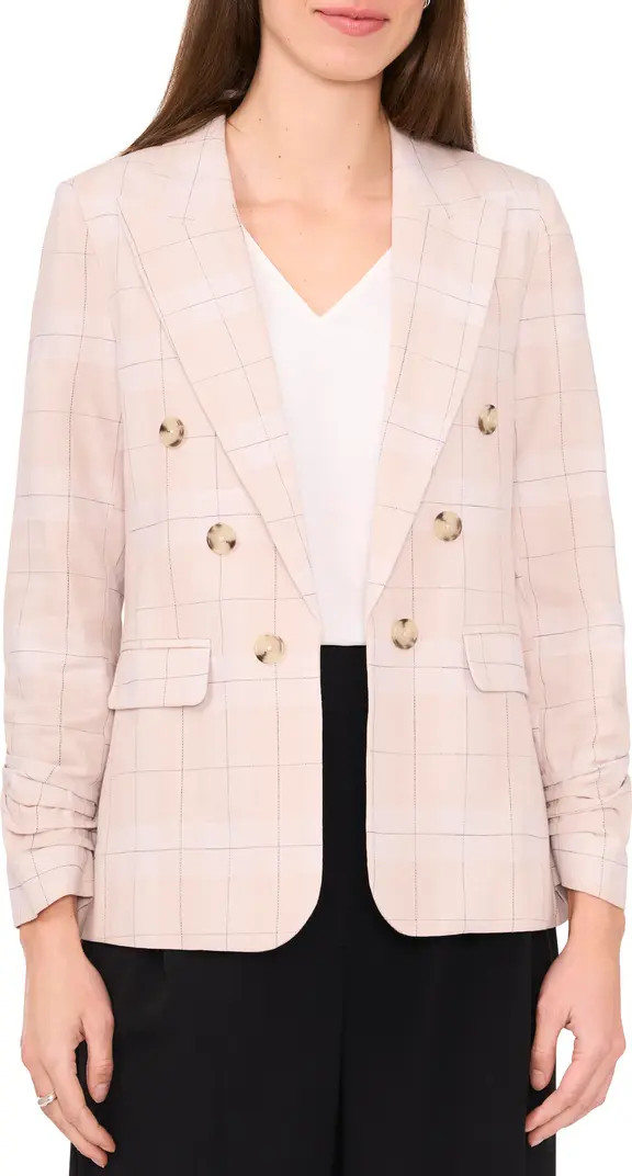 Halogen® Ruched Sleeve Double Breasted Blazer | Nordstrom | Nordstrom