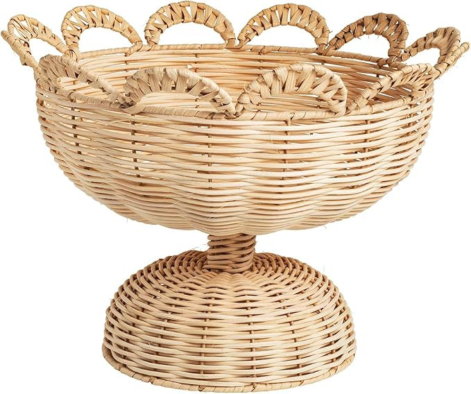Mud Pie Wicker Woven Pedestal Basket | Amazon (US)