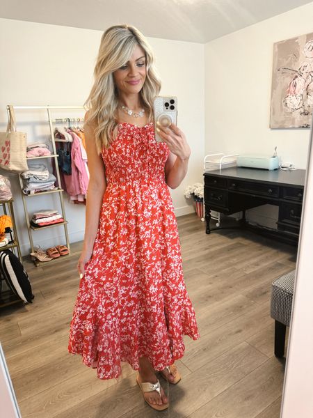 4th of July inspired red flower dress - but perfect all summer long from Amazon! My cute flip flops are just under $14. Linked my jewelry from Kohls. 

#LTKSaleAlert #LTKFindsUnder50 #LTKShoeCrush