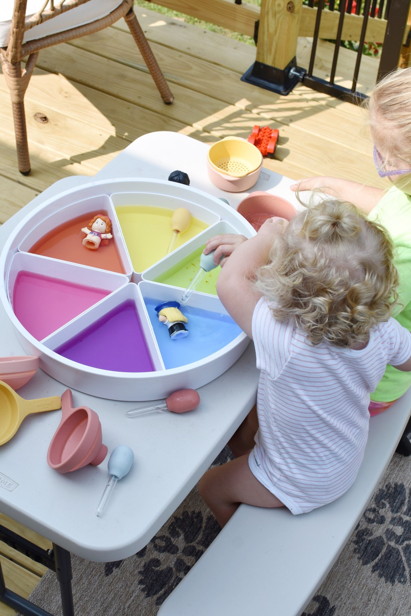 I’ve shared the Inspire My Play sensory tray before, but it’s too good not to share again. Sensory play doesn’t have to be complicated! All I did was dye water with food coloring and my girls turned it into a rainbow pool party for their Little People!

#LTKKids #LTKSeasonal #LTKSummerEdit