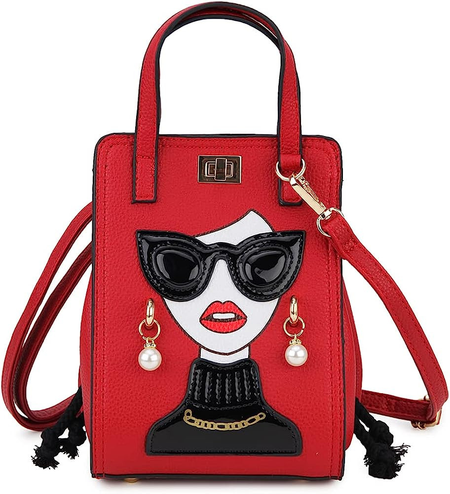 ENJOININ Novelty Lady Face Purses and Handbags for Women Casual Shoulder Bag Fashion Bat Bag | Amazon (US)