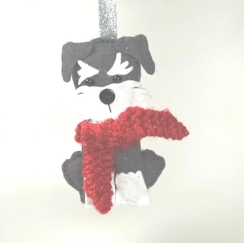 Felt Schnauzer Puppy Dog, Hanging Decoration, Twig Tree, Gift, Post-able Gift, Christmas Tree Dec... | Etsy (US)